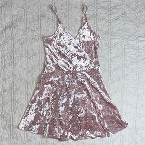 Crushed Velvet soft pink Spaghetti Strap Dress